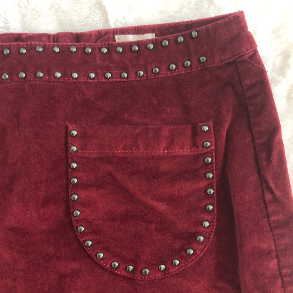 Wine Corduroy Skirt - Picture 3 of 4